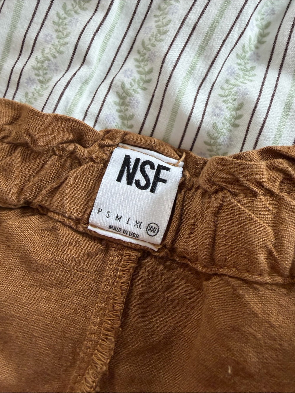 NSF Caramel Brown Linen Blend Shorts
